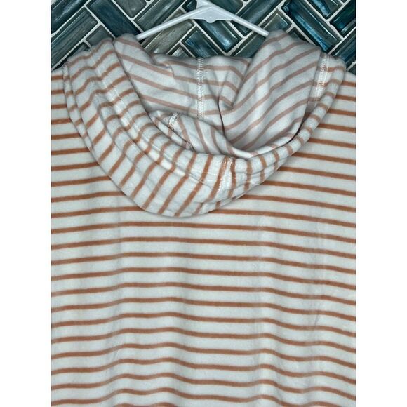 ROXY WOMENS PEACH WHITE STRIPED XS VELOUR PULLOVER HOODIE HOODED SOFT SWEATSHIRT - Picture 8 of 11